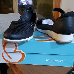 BareTraps Women's Black Flats with White Soles